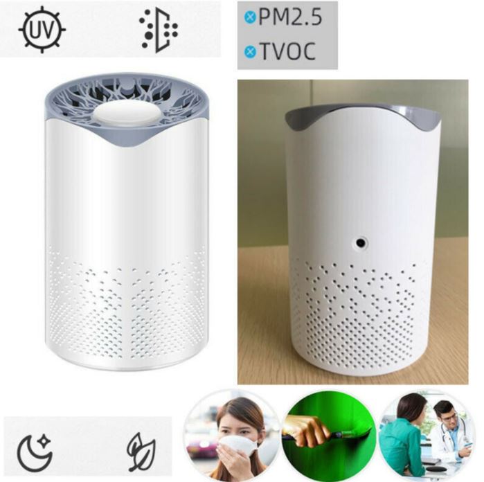 Purificateur d'air USB, ioniseur, lumière UV, poussière, allergie